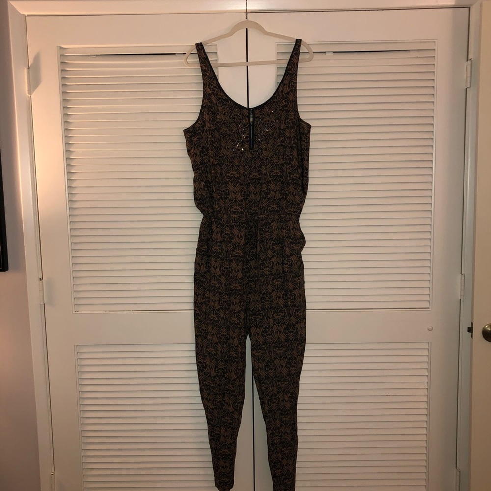 Brown Patterned Jumpsuit